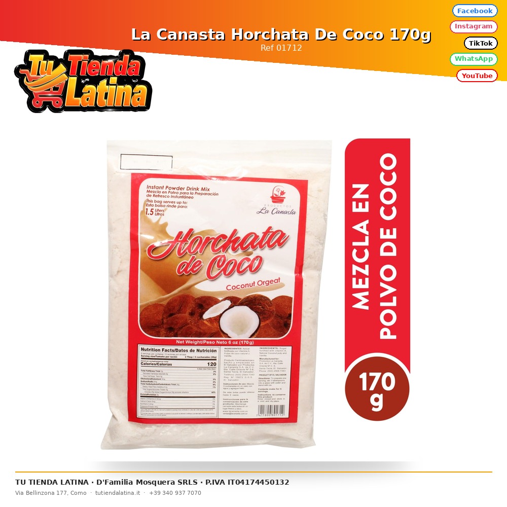 La Canasta Horchata Al Cocco 170g