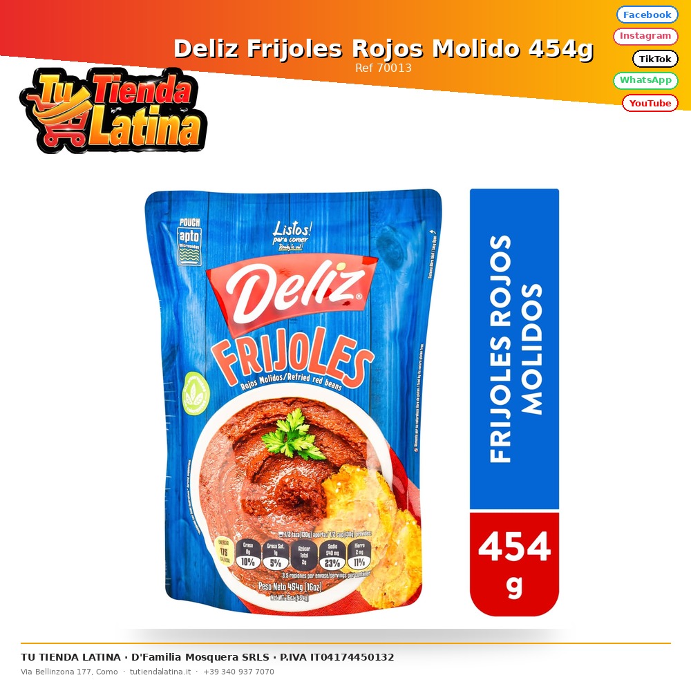 Deliz Frijoles Rojos Molido 454g