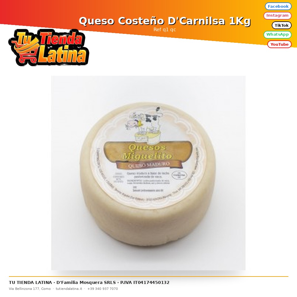 Formaggio Costeño D'Carnilsa 1Kg