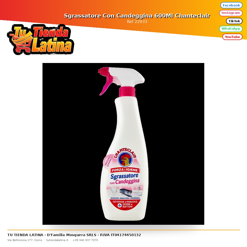 Sgrassatore Con Candeggina 600Ml Chanteclair