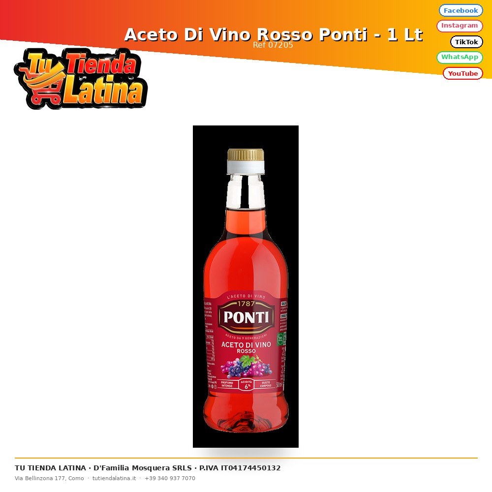 Aceto Di Vino Rosso Ponti - 1 Lt