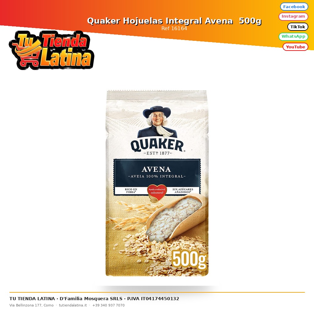 Quaker Whole Oat Flakes 500g