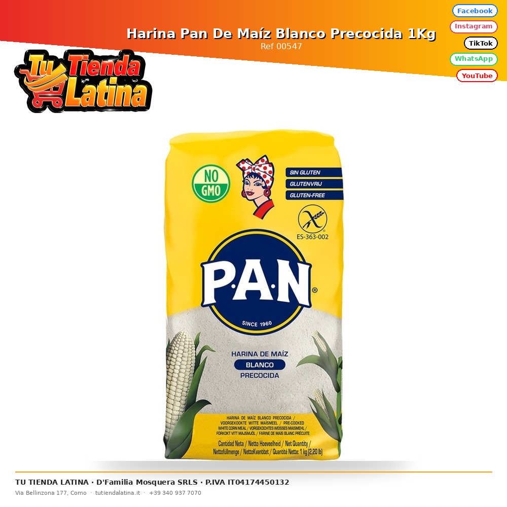 Harina Pan De Maíz Blanco Precocida 1Kg