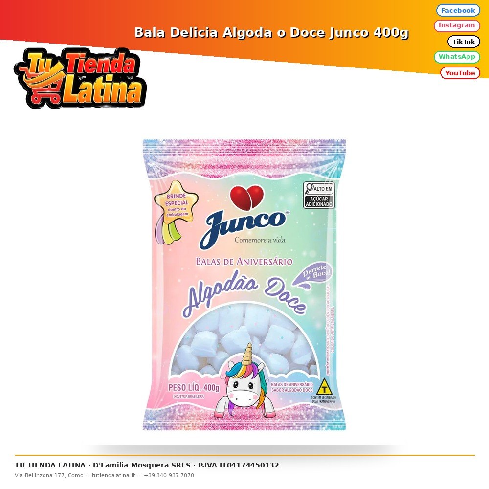 Bala Delicia Algoda or Doce Junco 400g