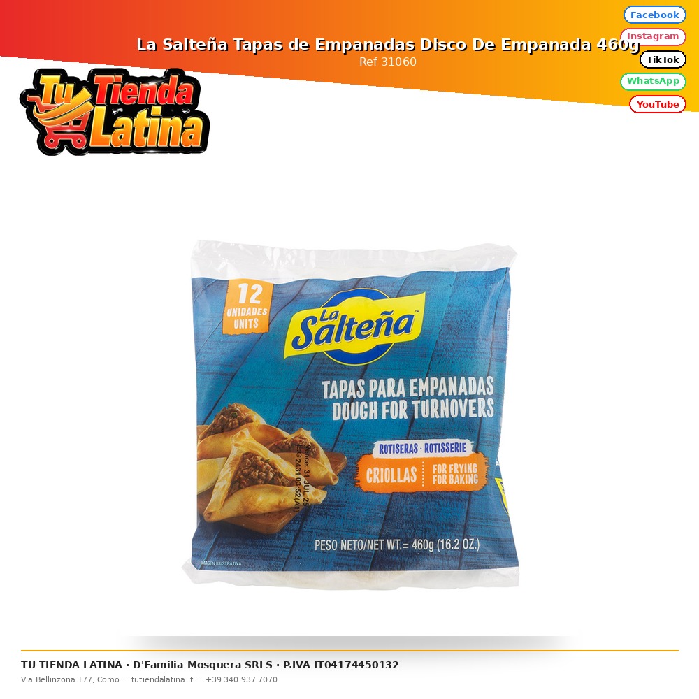 La Salteña Empanada Tapas Empanada Disco 460g