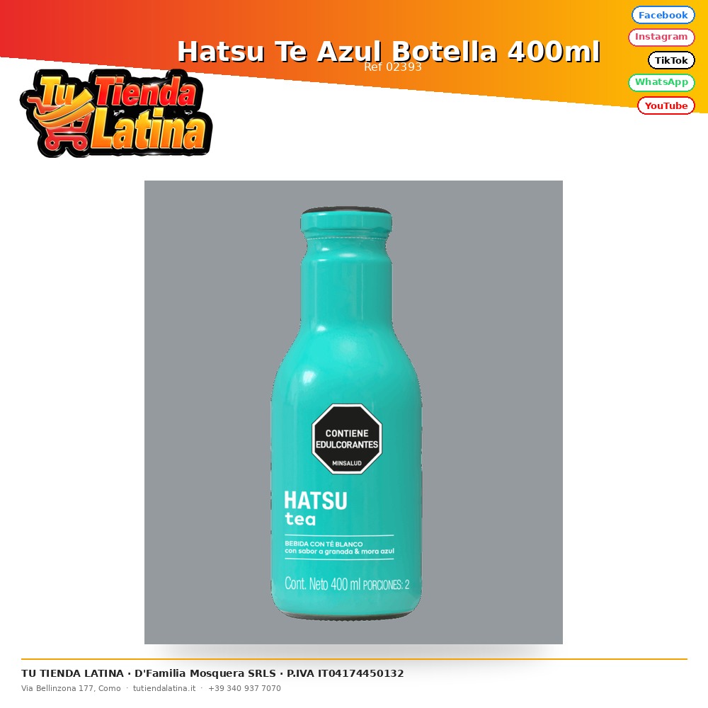 Hatsu Te Azul Botella 400ml 