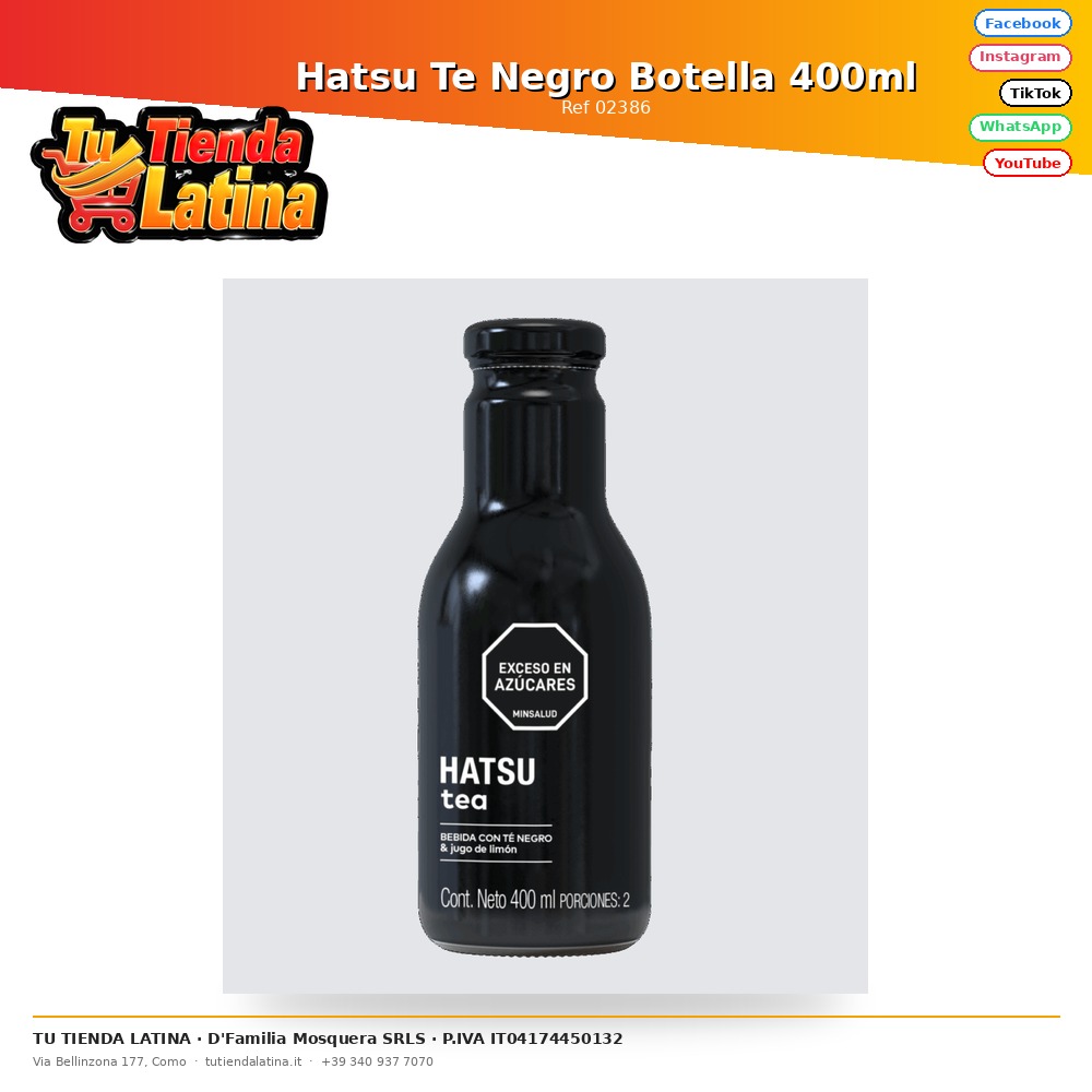 Hatsu Te Negro Botella 400ml