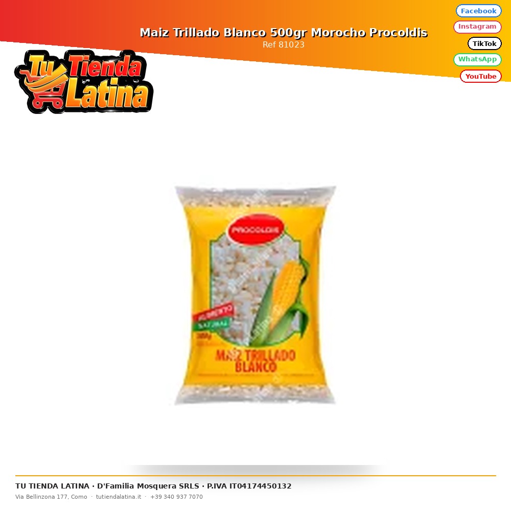 Maiz Trillado Blanco 500gr Morocho Procoldis