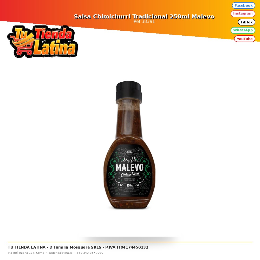 Malevo Traditional Chimichurri Sauce 250ml