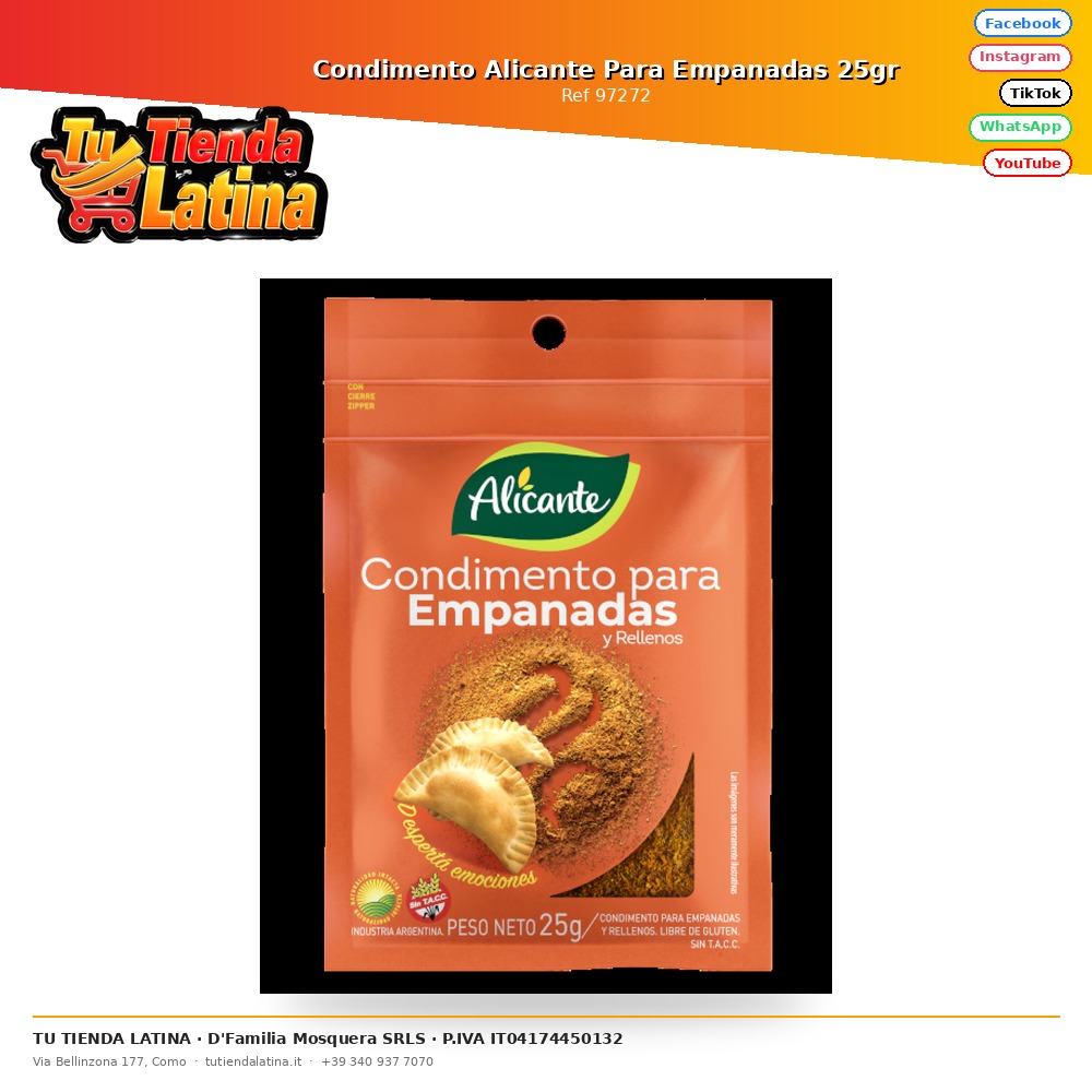 Condimento Alicante Para Empanadas 25gr