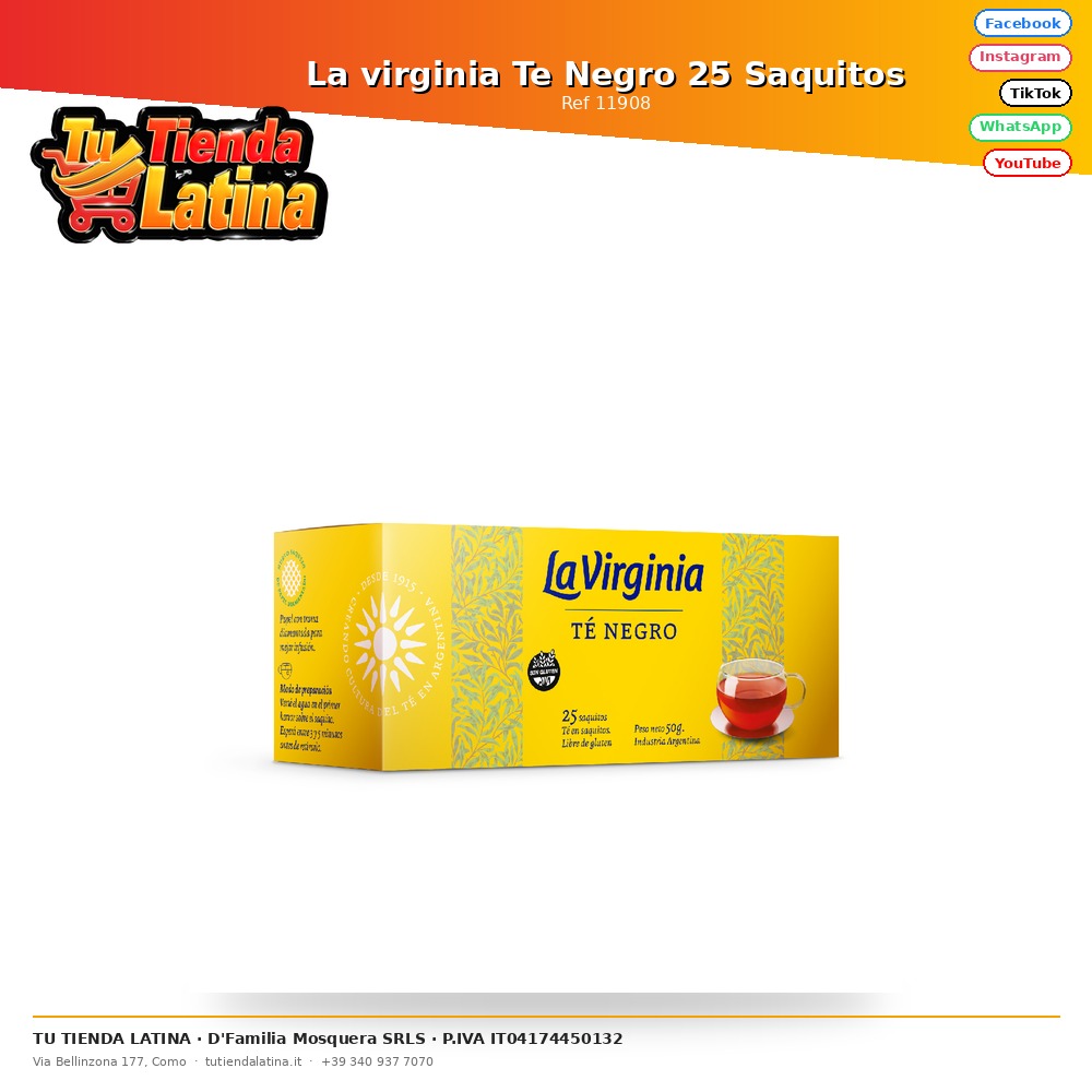 La virginia Te Negro 25 Saquitos