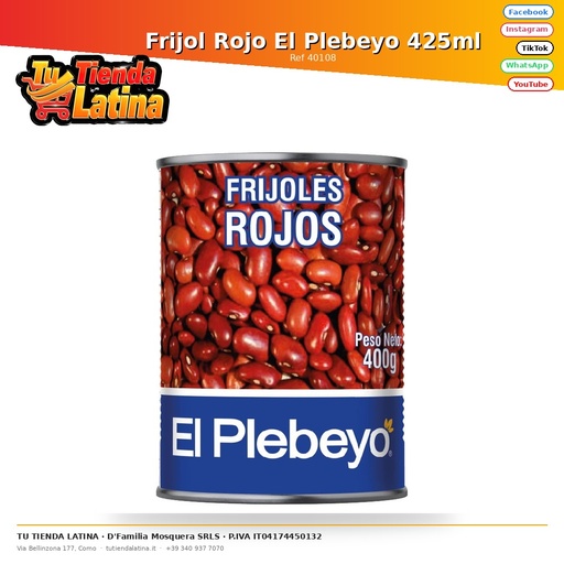 [40108] Fagiolo Rosso El Plebeyo 425ml
