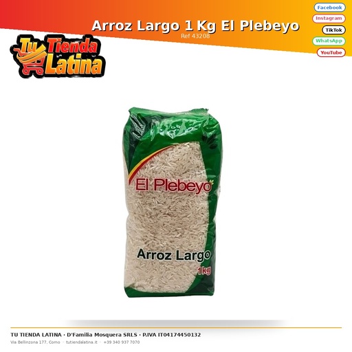 [43208] Arroz Largo 1 Kg El Plebeyo