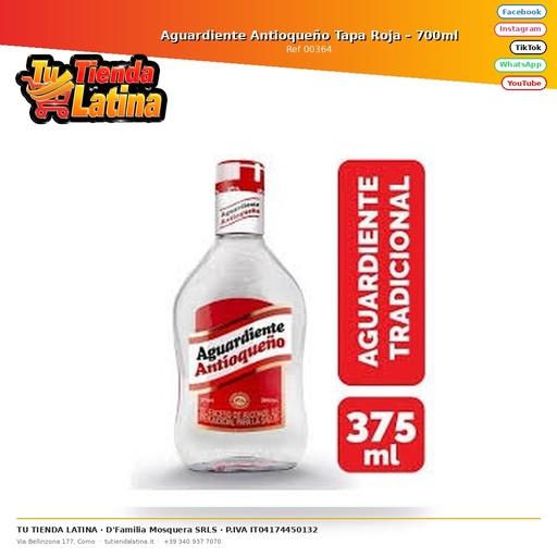 [00364] Aguardiente Antioqueño Tapa Roja – 700ml