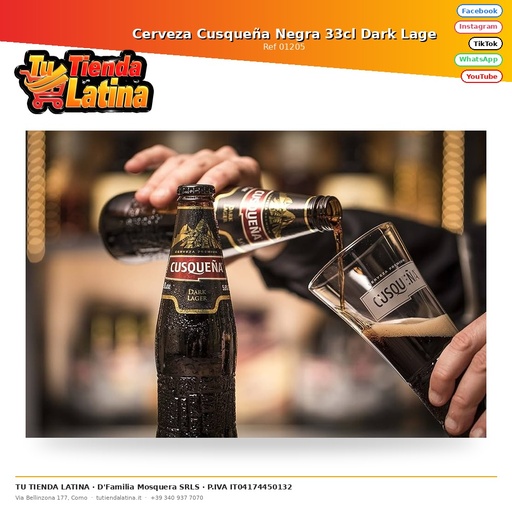 [01205] Birra Nera Cusqueña 33cl Lage Scura