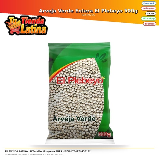 [69295] Arveja Verde Entera El Plebeyo 500g