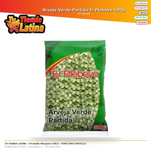 [69288] Arveja Verde Partida El Plebeyo 500g