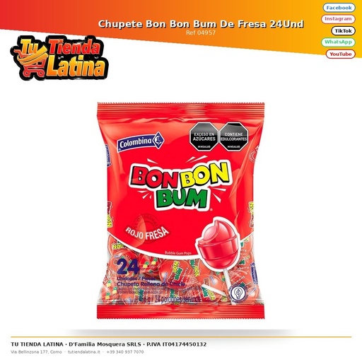 [04957] Ciuccio Bon Bon Bum alla fragola 24 unità