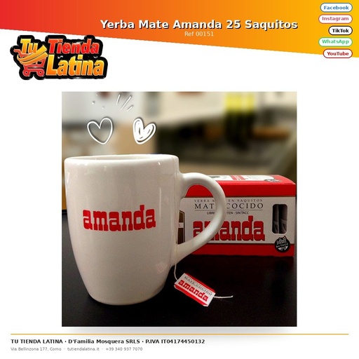 [00151] Yerba Mate Amanda 25 Saquitos