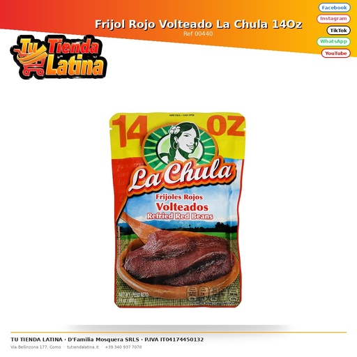 [00440] Frijol Rojo Volteado La Chula 14Oz