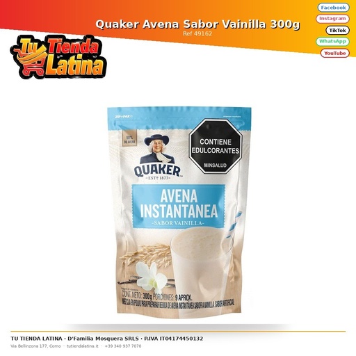 [49162] Quaker Farina D'Avena Al Gusto Vaniglia 300g
