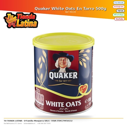 [78119] Quaker White Oats In Jar 500g