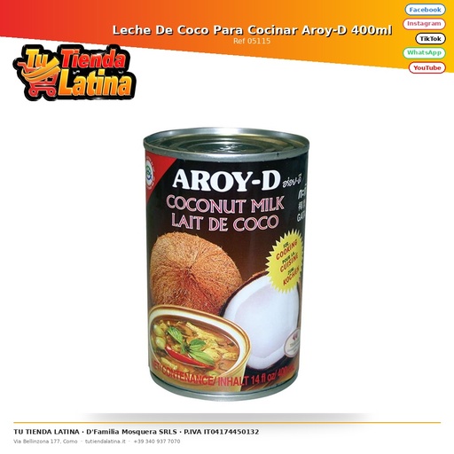 [05115] Leche De Coco Para Cocinar Aroy-D 400ml