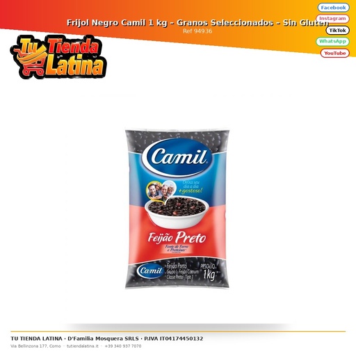 [94936] Frijol Negro Camil 1 kg – Granos Seleccionados – Sin Gluten