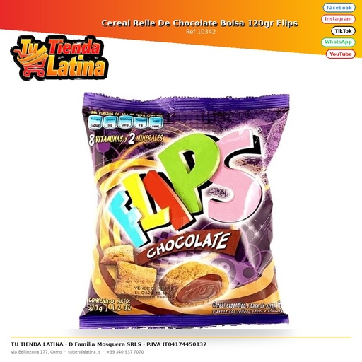 [10342] Busta Di Cereali Ripiena Al Cioccolato 120gr Flips