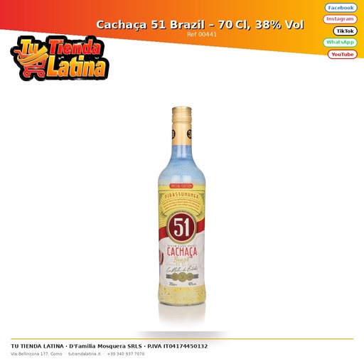 [00441] Cachaça 51 Brazil – 70Cl, 38% Vol