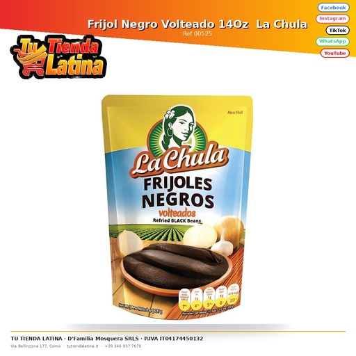 [00525] Frijol Negro Volteado 14Oz La Chula