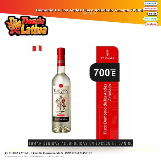 [01236] Demon of the Andes Pisco Acholado Tacama 700ml