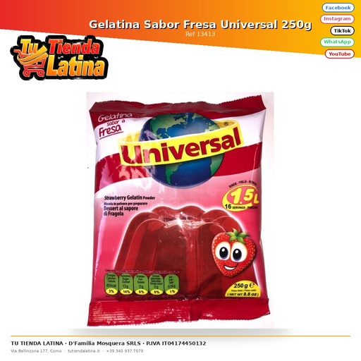 [13413] Universal Strawberry Flavor Gelatin 250g