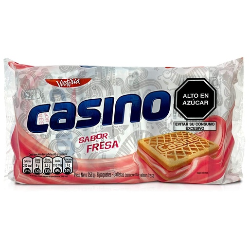 [7750243052740] Casino Galletas Fresa 258g x6 Paquetes