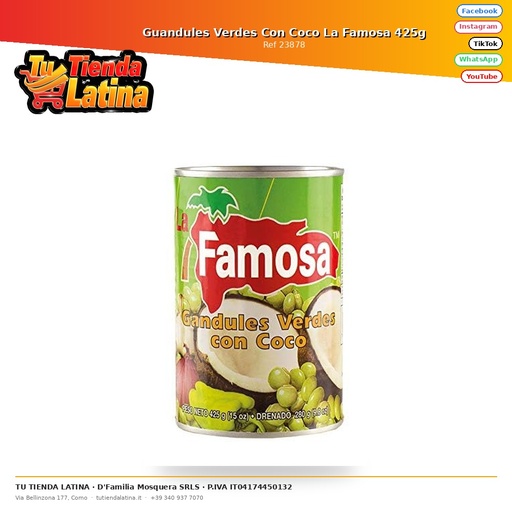 [23878] Guandules Verdes Con Coco La Famosa 425g