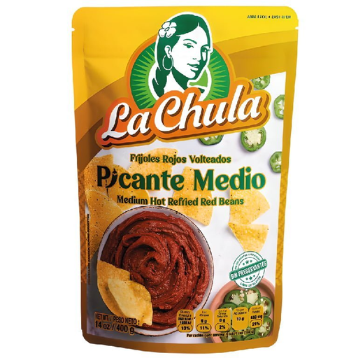 [03038] Frijol Rojo Volteado Picante La Chula 14Oz