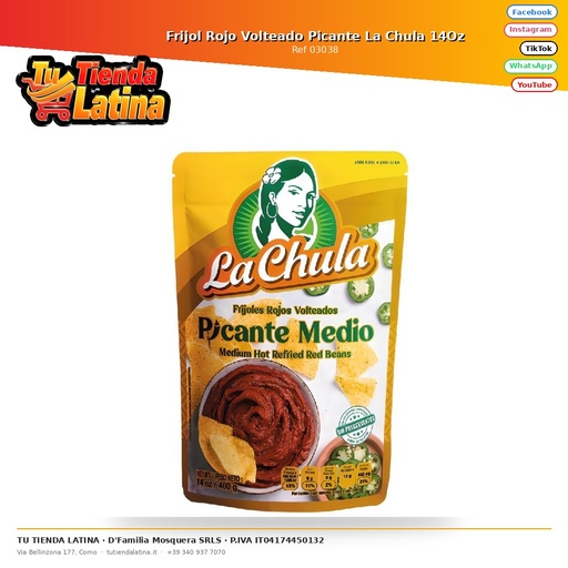 [03038] Frijol Rojo Volteado Picante La Chula 14Oz