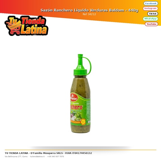 [34212] Sazón Ranchero Líquido Verduras Baldom – 440g
