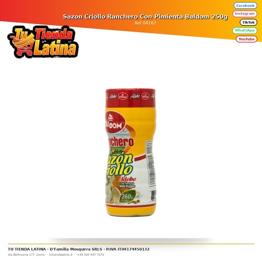[04167] Sazon Criollo Ranchero Con Pimienta Baldom 250g