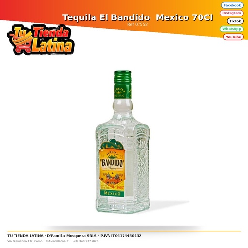 [07552] Tequila El Bandido Mexico 70Cl