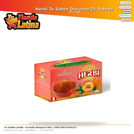 [21988] Herbi Peach Flavor Tea 25 Envelopes