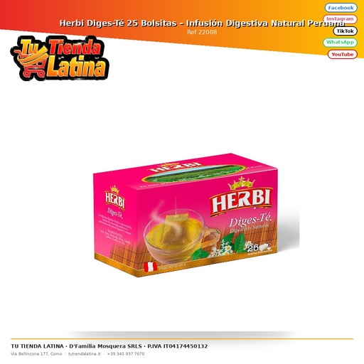 [22008] Herbi Diges-Té 25 Bolsitas – Infusión Digestiva Natural Peruana