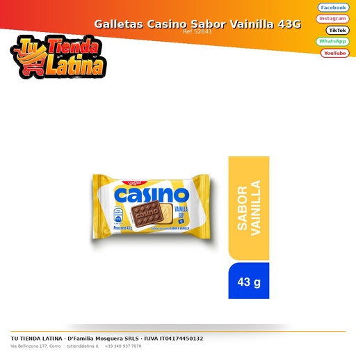 [52641] Galletas Casino Sabor Vainilla 43G