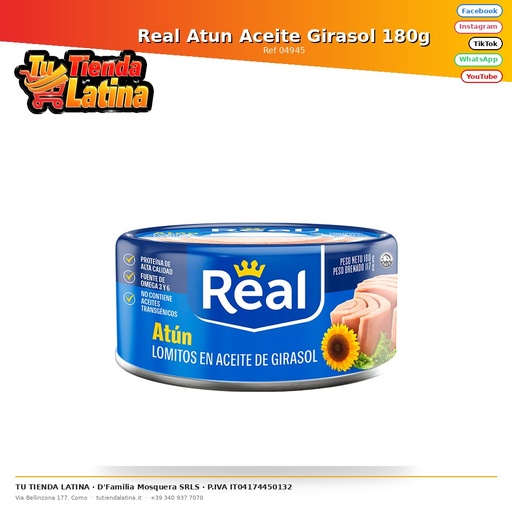 [04945] Vero Tonno Olio Di Girasole 180g