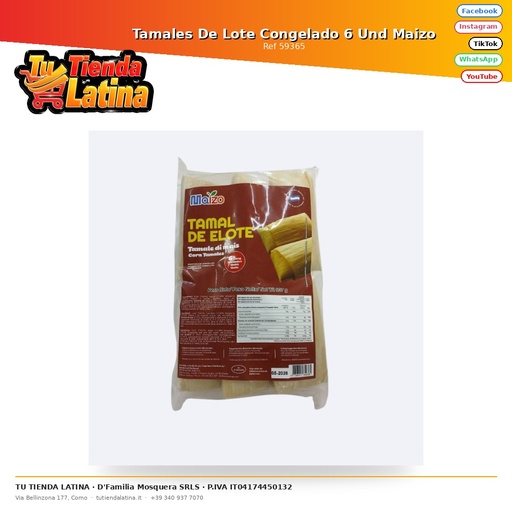 [59365] Frozen Lot Tamales 6 Units Corn