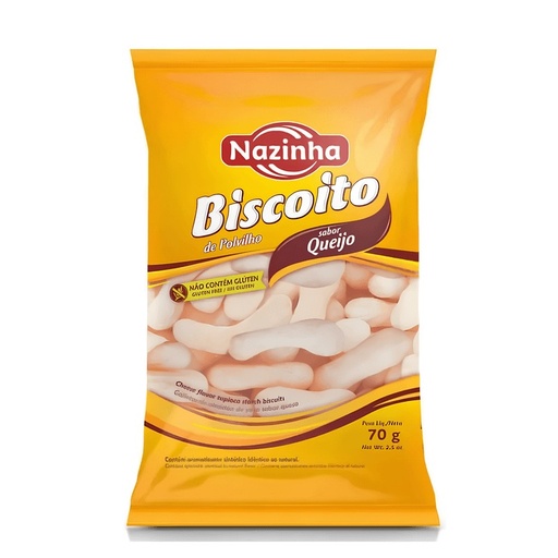 [01438] Biscoito De Polvilho Sabor Queijo Tradicional Nazinha – 70 G