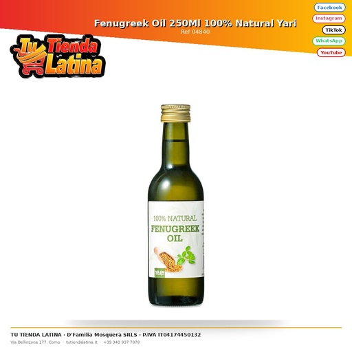 [04840] Aceite de Fenogreco 250ml 100% Natural Yari