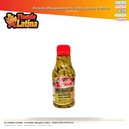 [41162] Pimenta Malagueta Verde 200g Aroma D'Minas