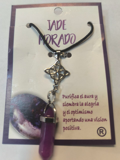 [6732] Cadena Jade Morado Con Estrella