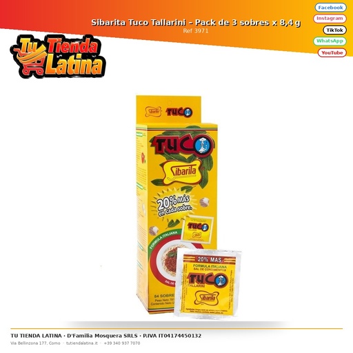 [3971] Sibarita Tuco Tallarini – Pack de 3 sobres x 8,4 g